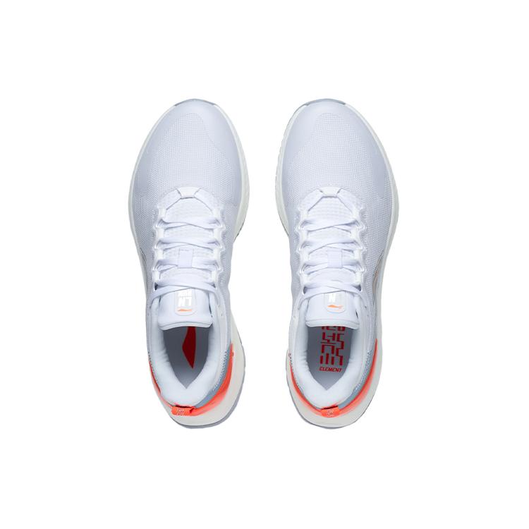 Li Ning YueYing Element Comfortable Fabric Cushioning Slip Resistant Rebound Low top Running Shoes Men's White Orange ARHS007-6