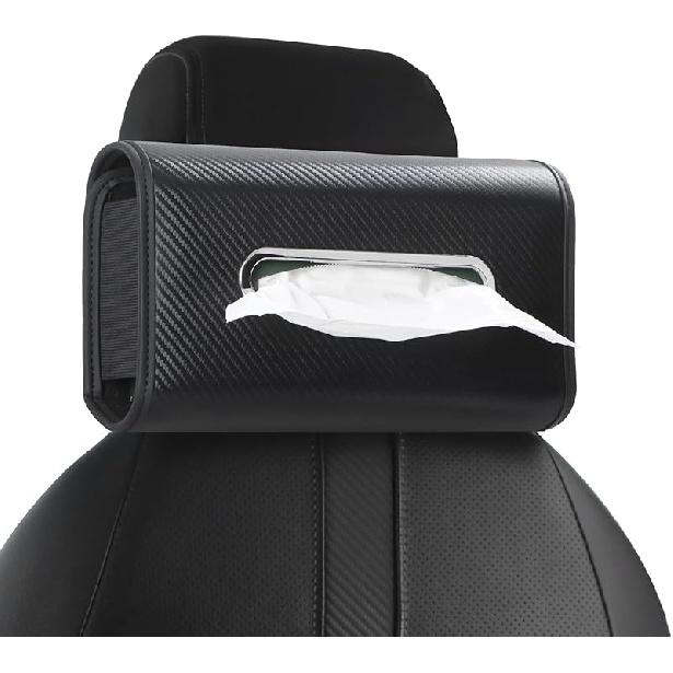 Upgraded Car Tissue Holder Premium PU Leather Tissue Box Cover Keep Tidy Backseat Rectangular Napkin Holder For Car Fits For 100-160 Regular Size