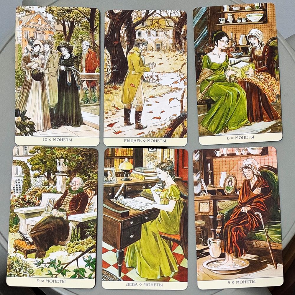 Mazzo Tarot Jane Austen in Lingua Russa 10,3*6cm 78 Carte Tarot Illustrate dell'Epoca Regency Tarot dei Romanzi Classici
