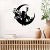 1pc Black Metal Fairy Wall Decor – Moon Phase Wall Art for Indoor/Outdoor Home Decor, Elegant Fairy Gifts for Room, Iron Crafts