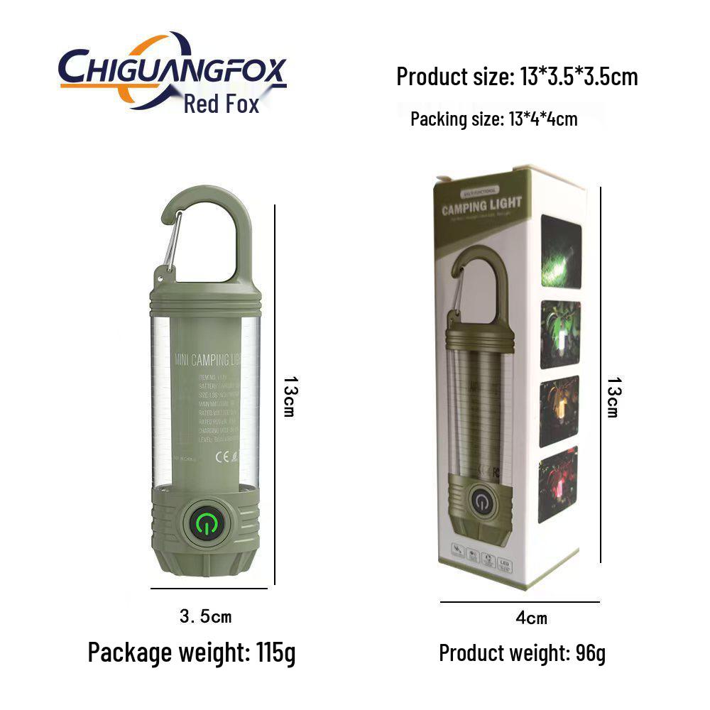 LED Camping Lantern with Three-Color Modes, Type-C Charging, Emergency Flashlight, and Atmosphere Light