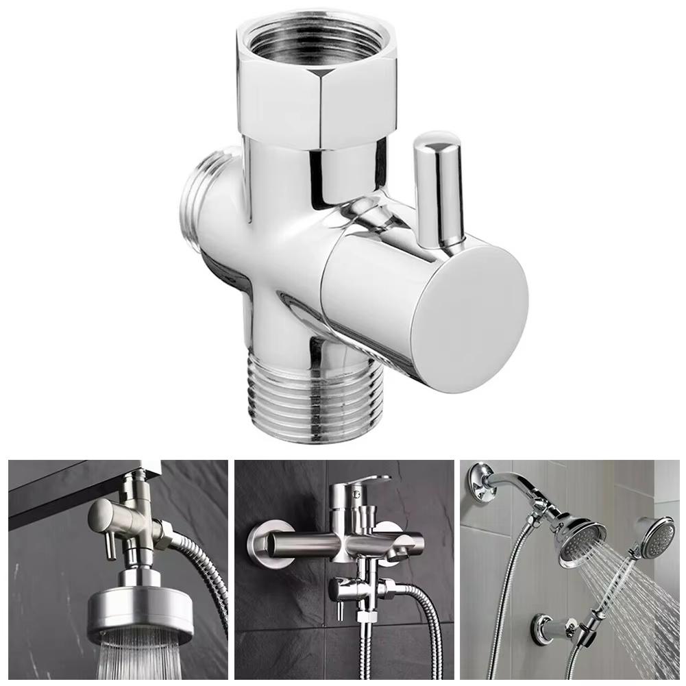 G1/2in 3 Way Diverter Valve T-Adapter Converter For Shower Brass Water Tap Connector Bathroom Faucet Water Separator