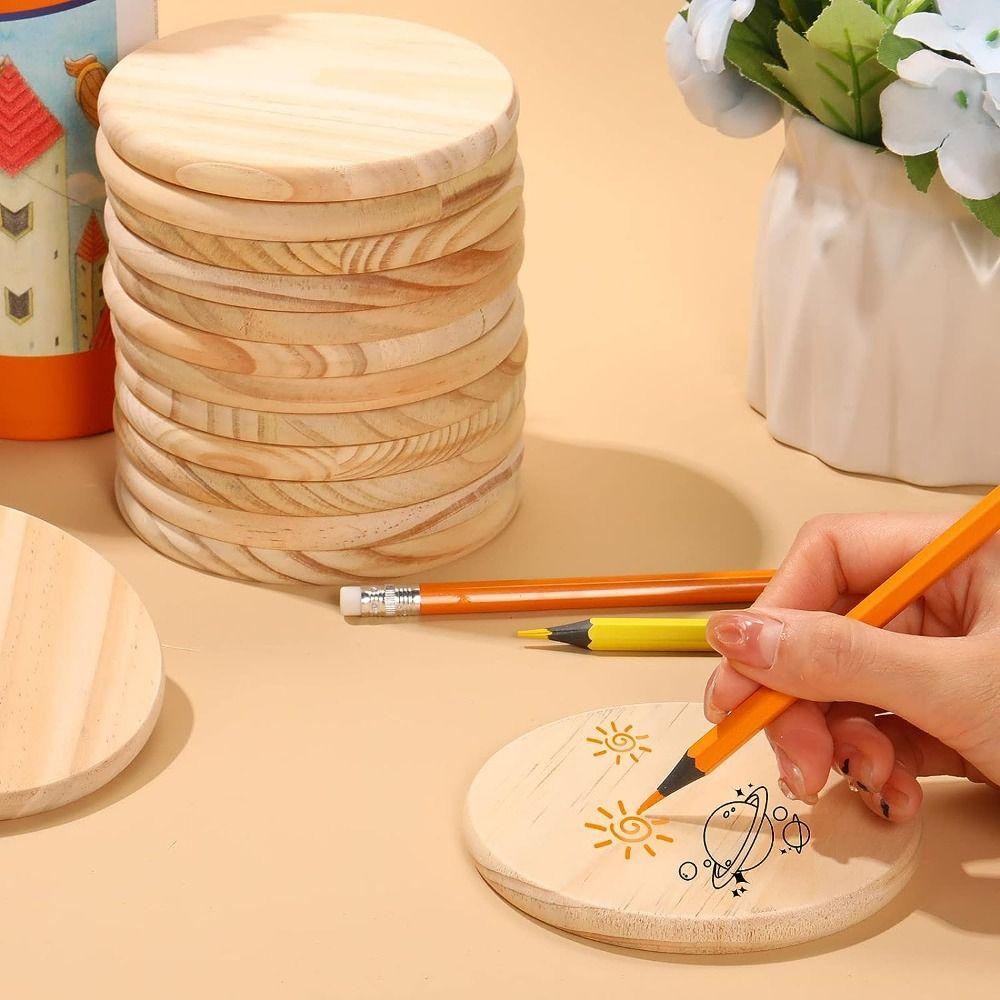 Round Coasters Burlywood Blank Wooden Coasters DIY Wood Kit  Crafts