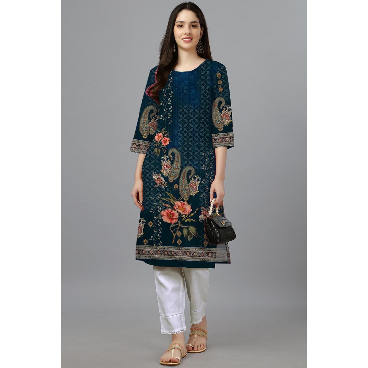 

Женская курти, мягкий круглый вырез, 3D-принт, дышащий материал, удобная в носке, демонстрирующая классический ретро-модный тренд 5XL чёрный