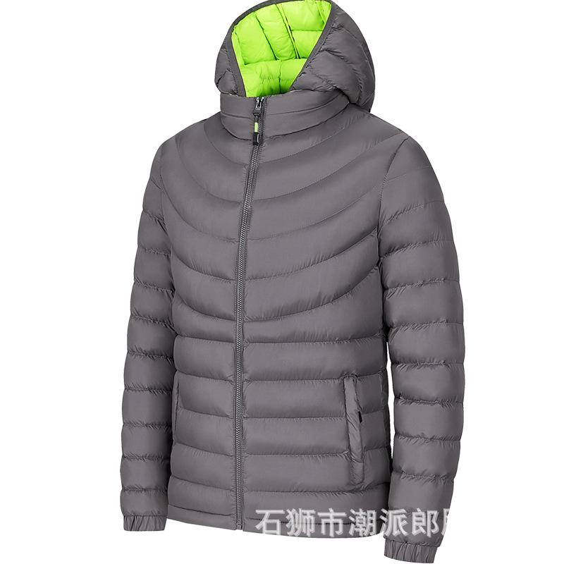 

2025 новая осенне-зимняя одежда из пухового хлопка мужская с капюшоном и воротником-стойкой мужская куртка XXXXL серый