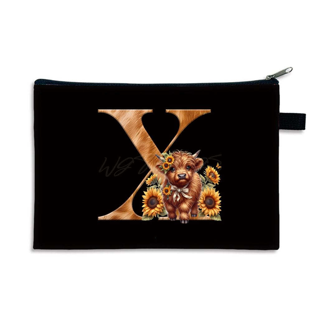 26 letter print size change bag Oxford cloth zipper storage bag Student portable pencil case