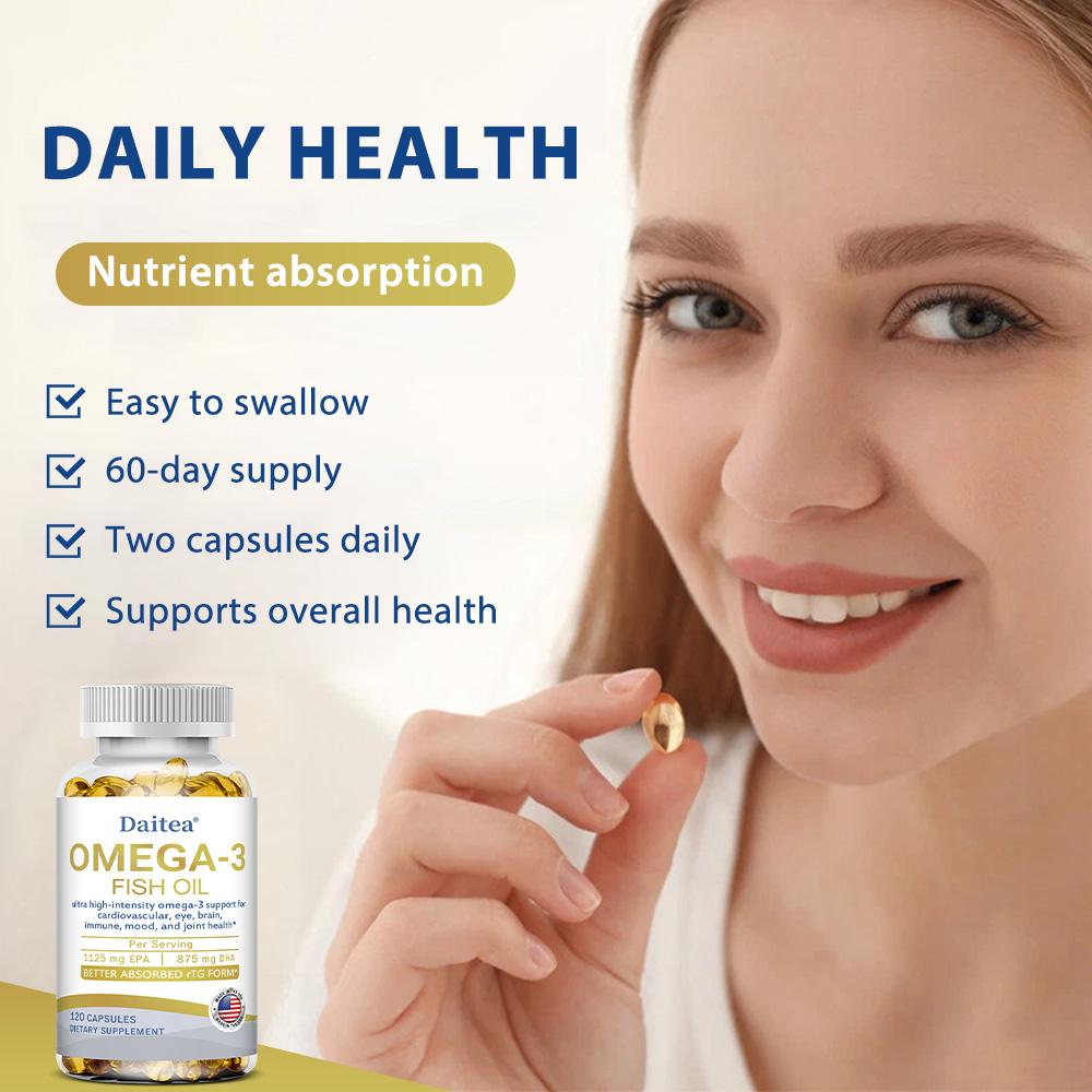 Omega-3 2150 mg Nahrungsergänzungsmittel, mit 1125 mg EPA und 875 mg DHA, 120 Weichkapseln pro Flasche