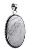 Howlite Natural Gemstone Antique Silver Plated Pendant 2" J 1623