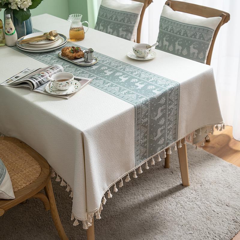 Cotton And Linen Fabric Dining Table Cloth Middle East Tablecloth Christmas Deer Tablecloth Rectangle Coffee Table Cloth 140*180cm