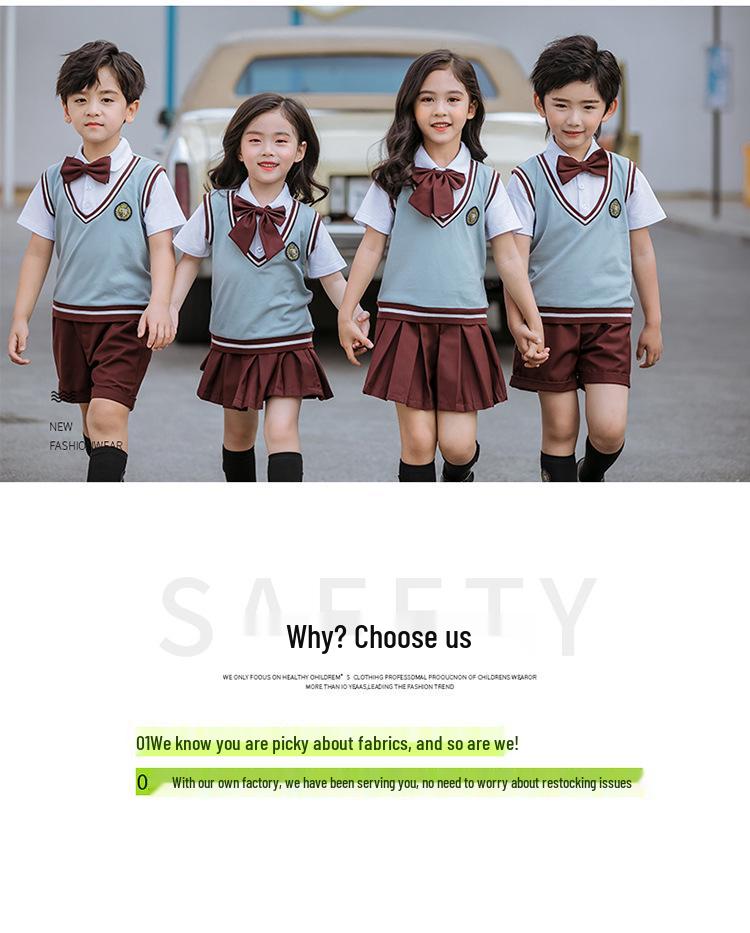 Summer 2020 British Style Primary School Uniform Set for Boys and Girls