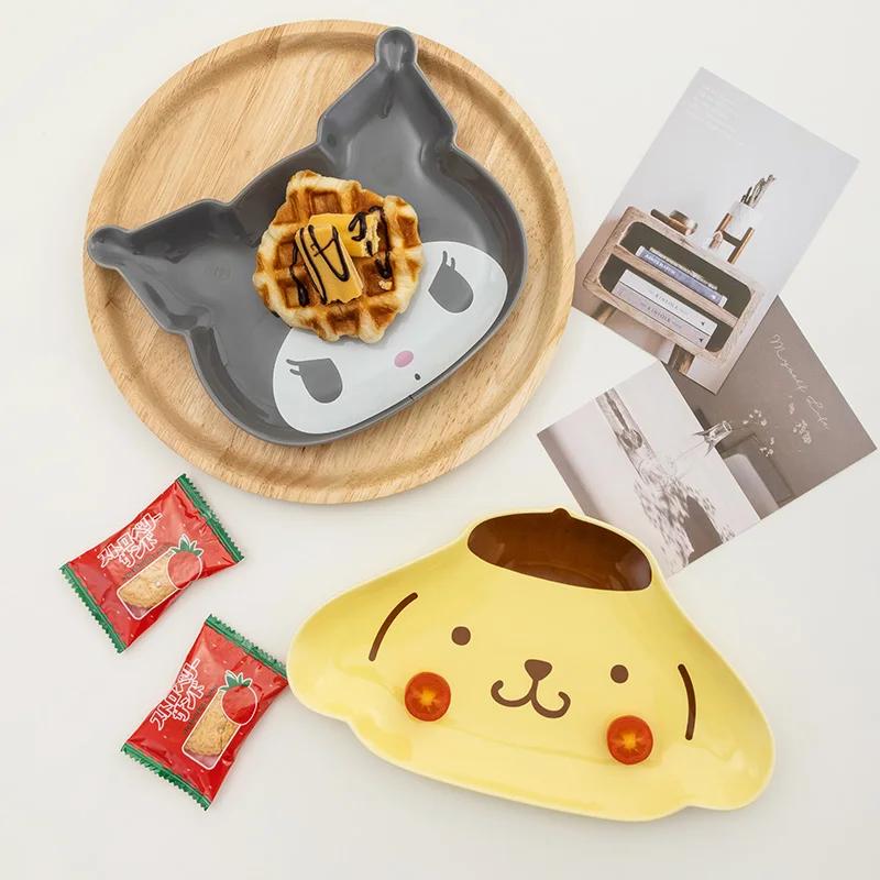 For Sanrio Dinner Plate Irregular Cartoon Bread/Dessert Plates Cute Kuromi Shaped Saucer for Children Home Tableware for Gifts