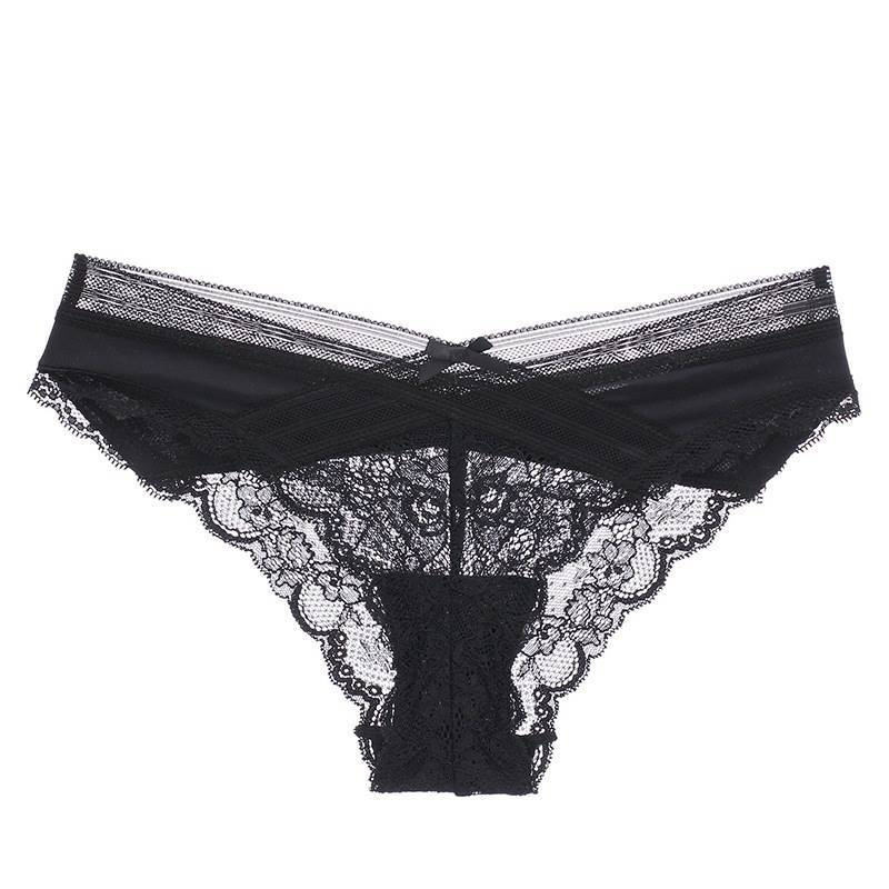 Women's Summer Sexy Lace Comfortable Hollowed Out Bow Traceless Mesh Low Rise Panties