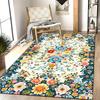 Classical Bohemia Luxurious Floral Printed Area Polyester Non-Slip Large Mat Vibrant Bohemian Home Decor, Durable Floor Covering