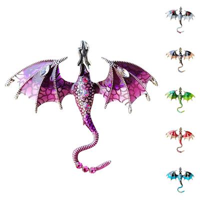 Colorful Enamel Dragon Brooch Pin For Men Women Retro Rhinestone Flying Dragon Cartoon Animal Lapel Pin Clothing Hat Decoration