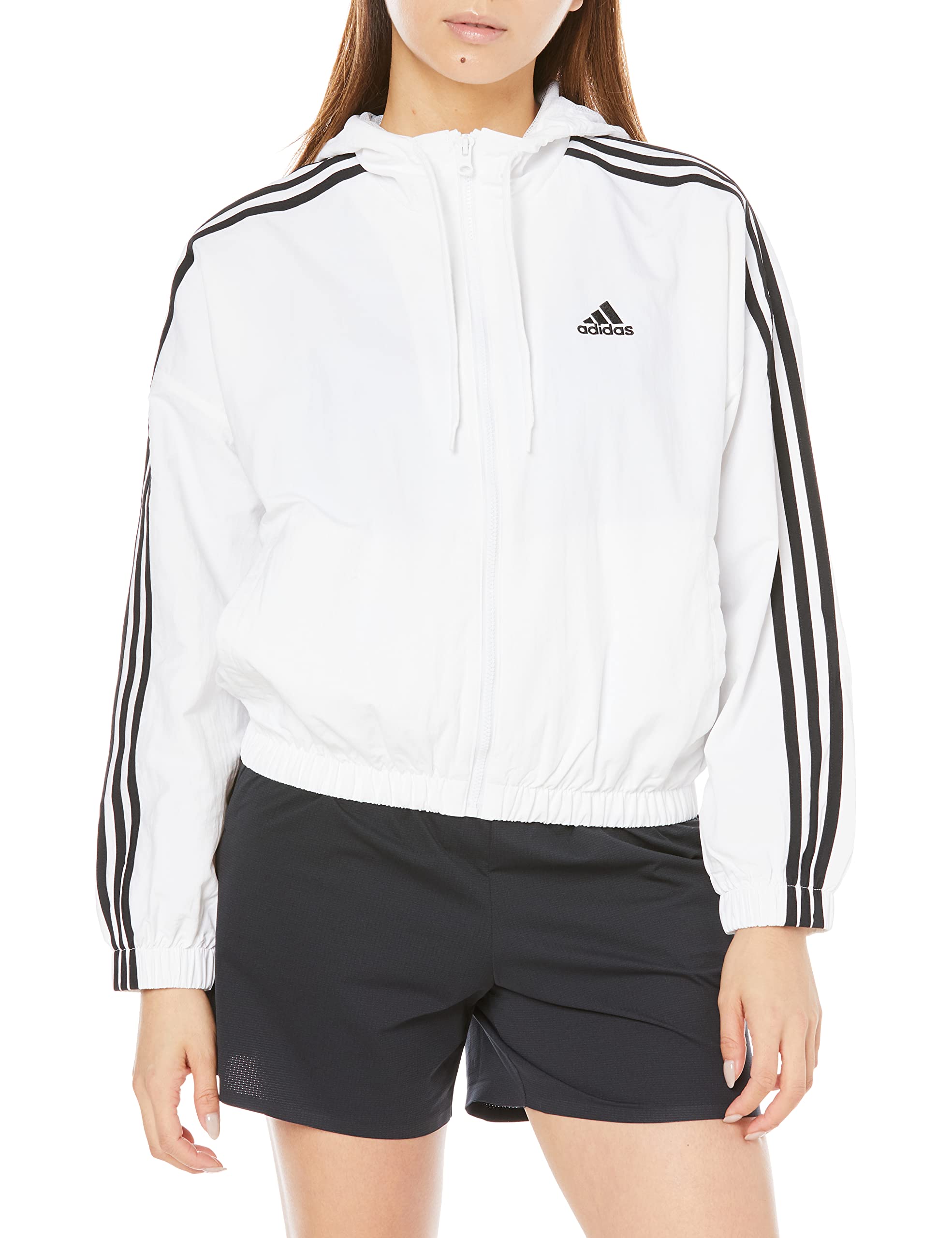 

Ветровка Essentials 3 Stripes Woven ETT60 XL [Adidas] женская белая/черная (IC0560)