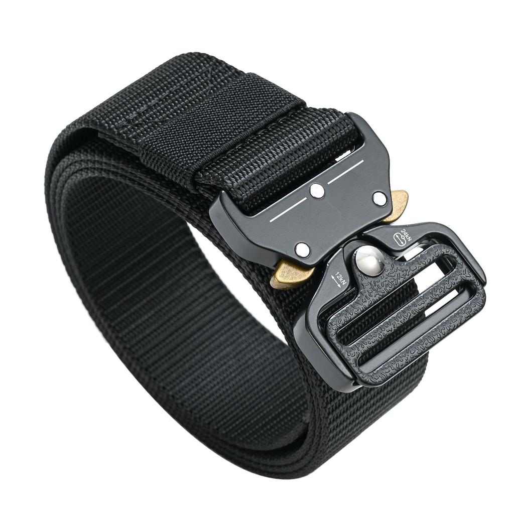 Men's Casual Sports Canvas Belt Outdoor Nylon Belt Trouser Belt Insert Buckle Spring Buckle Thickening