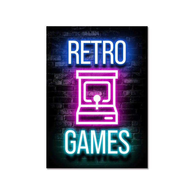 Mode Retro Spielzimmer Neon Poster und Drucke Moderne Leinwand Malerei Wand Kunst Bild für Gamer Junge Schlafzimmer Dekoration