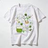 Adult and Children Lucky Black Cat and Clover Festival EleUnisexts Graffiti Style Cotton Tshirt Couple and Parentchild Styles