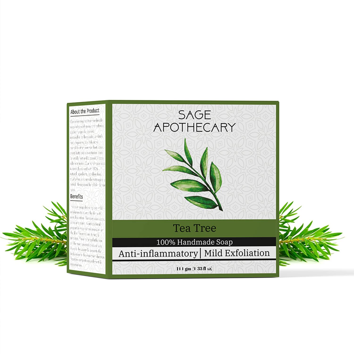 Sage Apothecary Natural Handmade Tea Tree Bath Soap|Skin Brightening of Face & Body|Made with Organic Ingredients|Free from Sulphate & Chemi