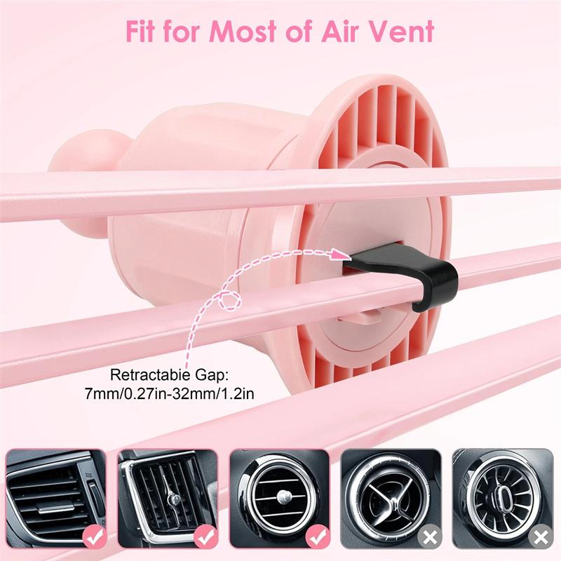 Pink Universal Car Phone Holder With Metal Hook Clip For Air Vent Mounting: Secure And Adjustable Cell Phone Stand For Iphone