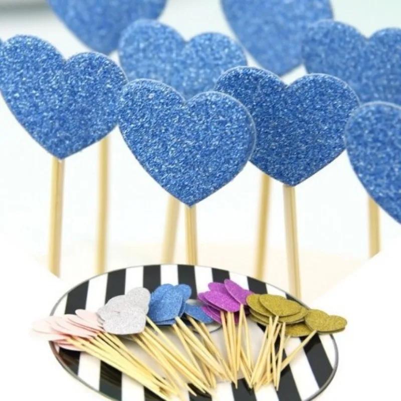 

10 PCS Handmade Birthday Cake Decoration, Heart Shape Flag Cupcake Decoration,birthday Party and Wedding Decoration 10PCS срібний