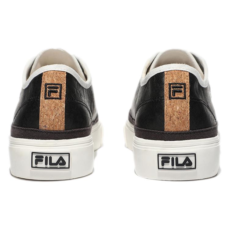 FILA Earth Touch Synthetic Leather Low top Skateboard Shoes Unisex Black White Korean Style 1XM01601D_001