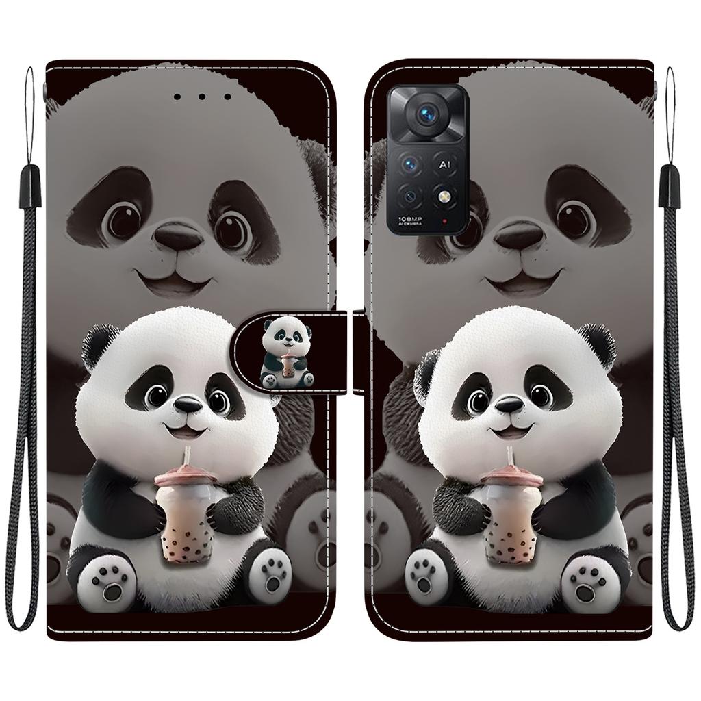 Handmade PU Leather Flip Case for Redmi Note 12 Pro 4G/ Redmi Note 11 Pro (4G 5G) Anti-Slip Shockproof Cover with Wrist Strap & Heart/Rose Cat Designs