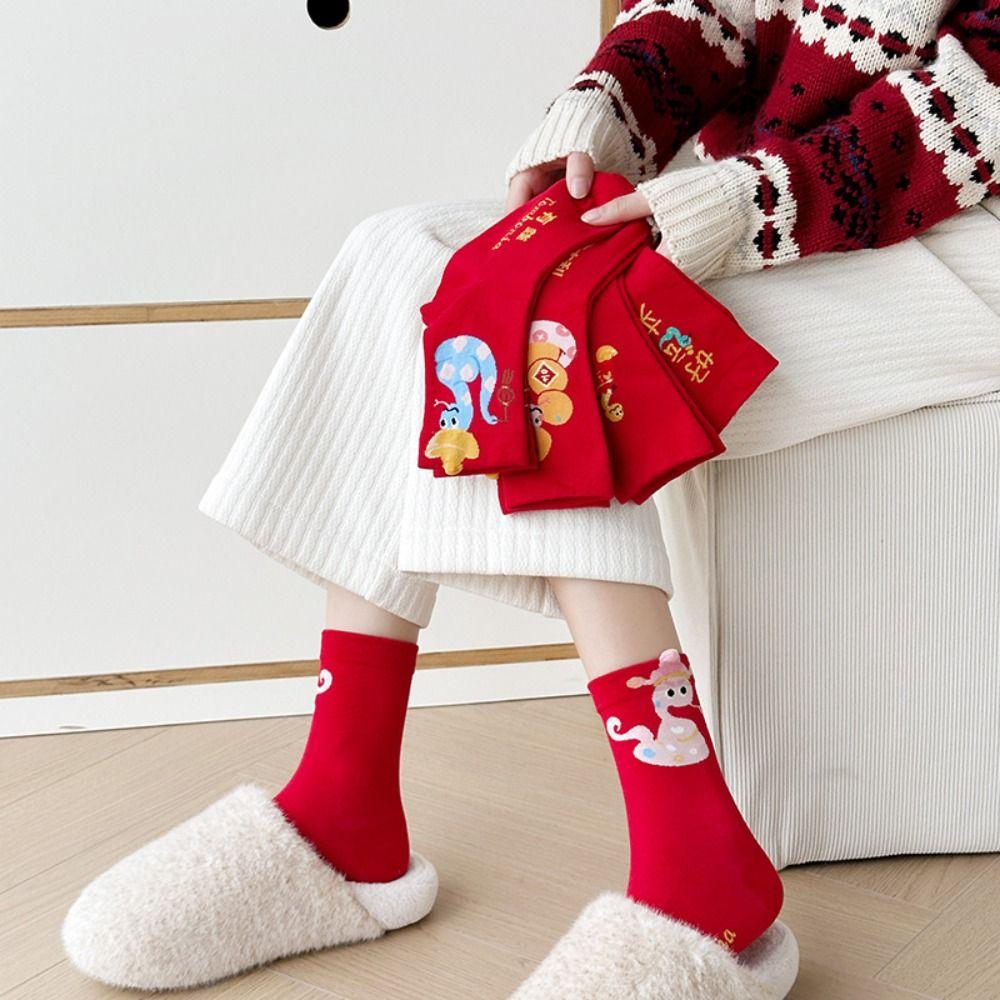 

Cartoon Snake Year Socks Ruffle Tube Socks Women Fashion Zodiac Year Socks New Year Gifts Style 5