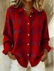 Women's Casual Plaid Long Sleeve Lapel Shirt Sweater Cardigan
