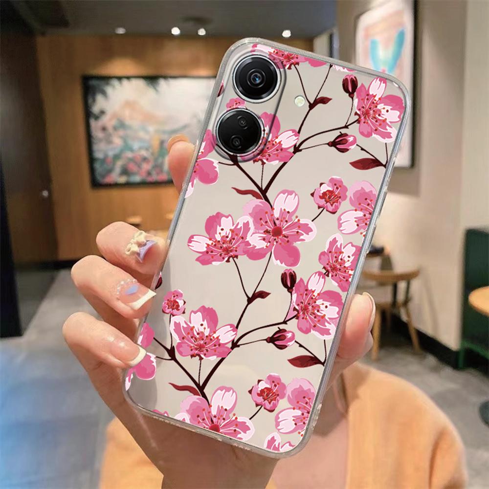 Romantic White Lace Phone Case For Xiaomi Redmi 13C 13 Note 13 12 11 10 8 Pro 10 9C 9A 10C 12C Flower Clear Transparent Cover