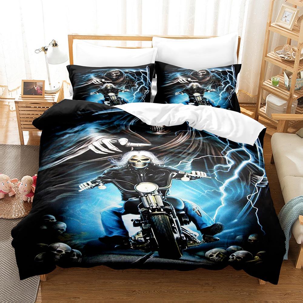Halloween Bedding Comforter Set 3 Piece Skull 3D Digital Printed Comforter Set Ghost Bedding Set Kids Bedroom Decorations