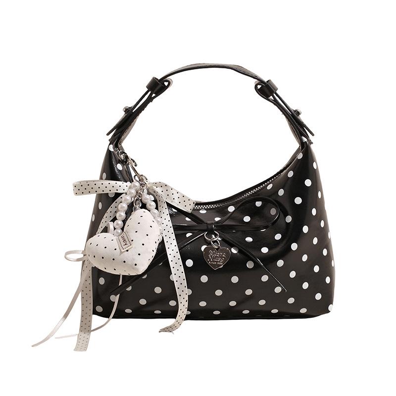 Women's Summer 2026 Sweet Lace Polka Dot Pleated Cloud Crossbody Bag