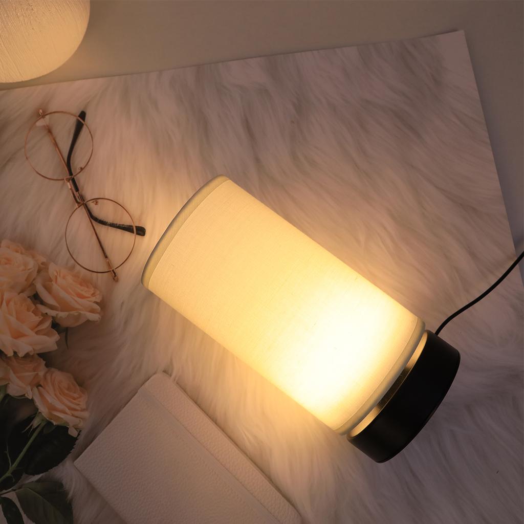 Modern Minimalist Fabric Warm Light Desk Lamp, USB Switch Bedroom Bedside Ambient Light, Living Room and Study Decoration