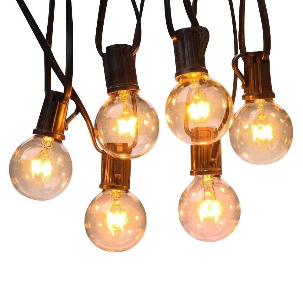 

25G40 Tungsten Wire Glass LED String Lights - Plug-in E12 Courtyard Festive Christmas Lights (110V-240V) US 7.6m 25 bulbs-110V tungsten filament