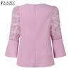 ZANZEA Damen Freizeitbluse mit Spitzen-Patchwork, 3/4-Ärmeln und lockerem Schnitt