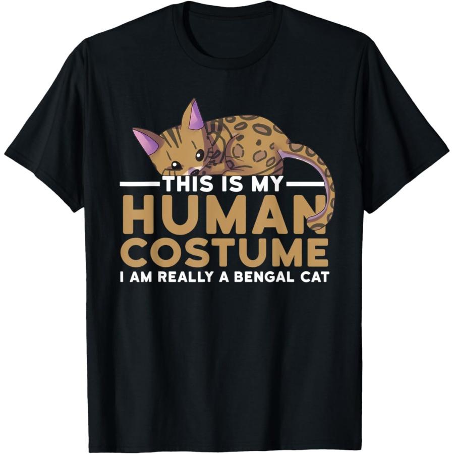 

This Is My Human Costume I m Really A Bengal Cat Halloween T-Shirt XXXXXL чёрный