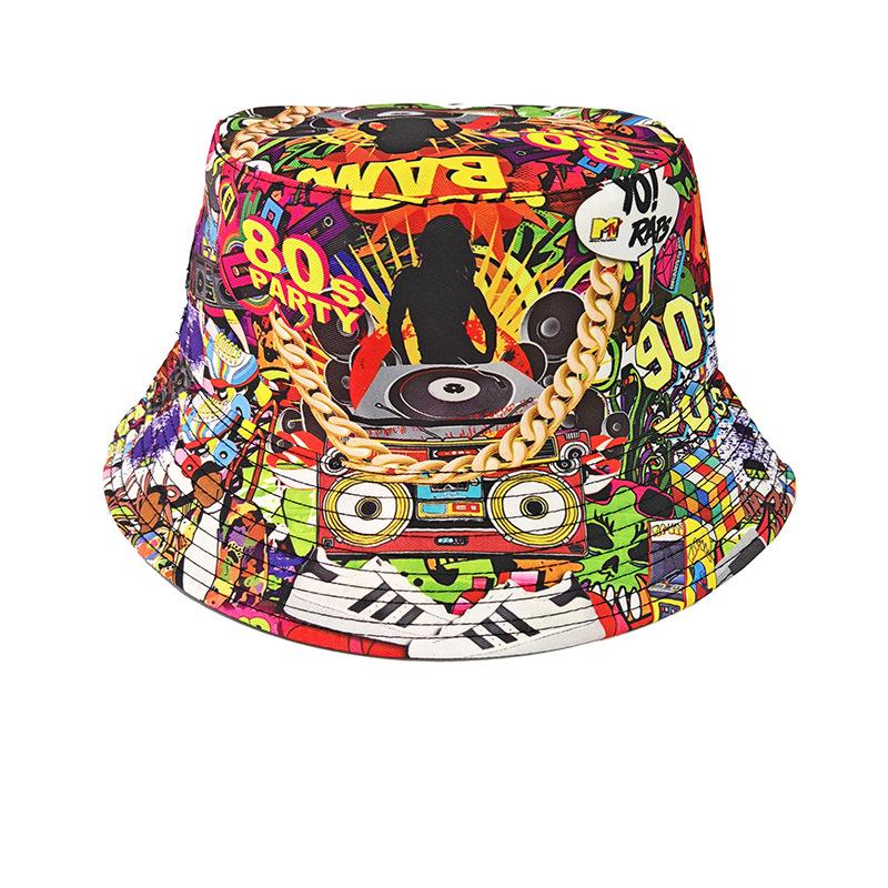 Mode Retro Graffiti 80er 90er Fischerhut Für Männer Frauen Lustiger Sommer Frühling Strand Anglerhut Packbar Outdoor Sonnen Fischerhut