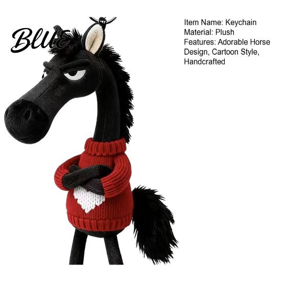 Soft Horse Pendant Keychain Plush Cute Cartoon in Sweater Mini