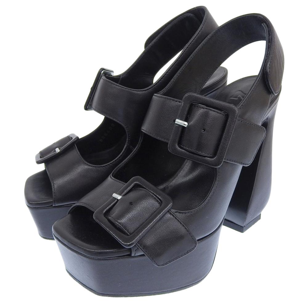 Sergio Rossi Beautiful W-strap leather heel sandals for women, black, size 35 shoes 35 blackUsed