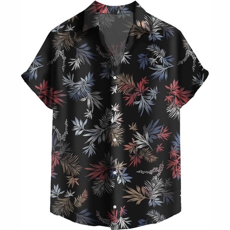 Hawaiianisches Hemd für Herren 3D-Druck Tropische Pflanze Palme Kurze Ärmel Strand Sommer Lässig Knopfleiste Bluse Streetwear