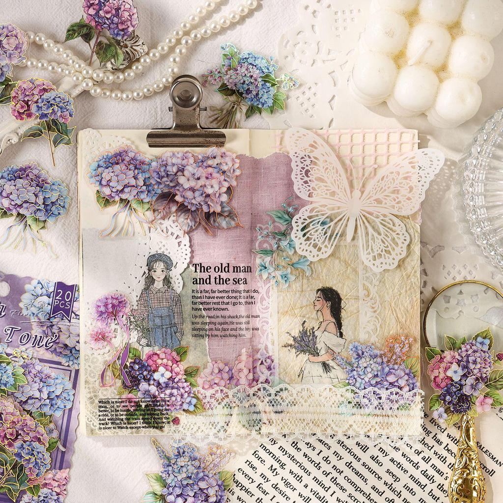 Yuezhen Waterproof Flower Dream PET Hot Stamping Journal Stickers