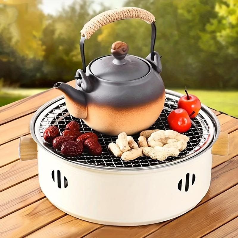 1pc Portable Barbecue Charcoal Stove Stainless Steel Split Barbecue Stove Round Non-stick BBQ Rack For Outdoor Camping (without Carbon)