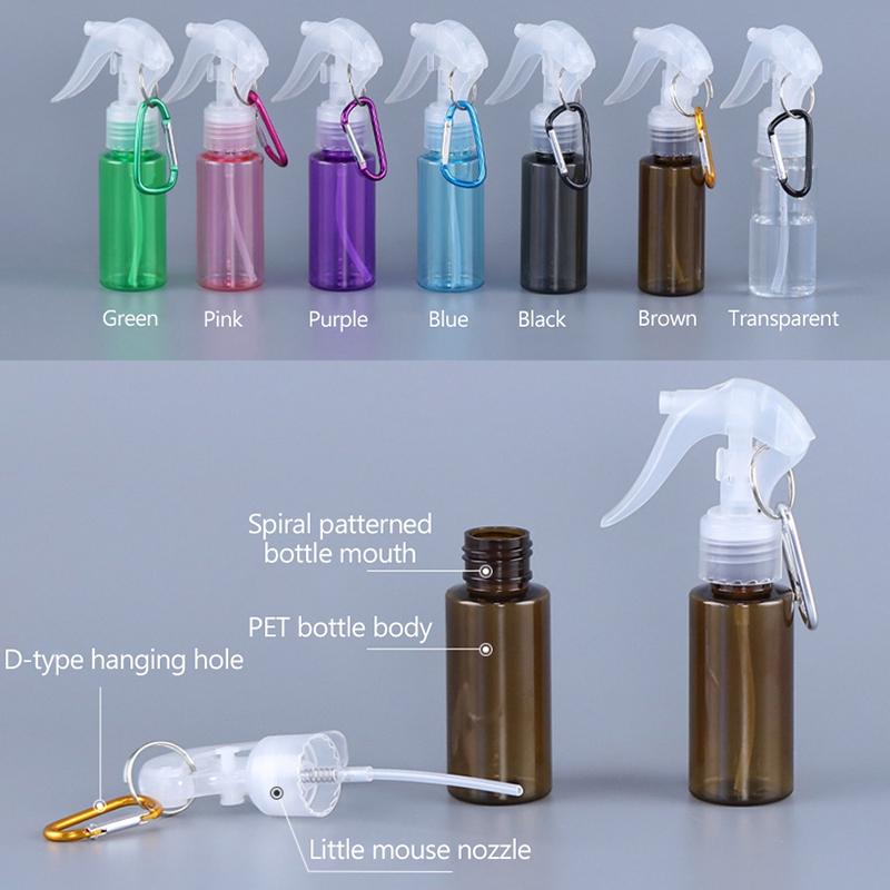 60Ml Mini Travel Accessories With Carabiner Hook Makeup Tool Lotion Samples Sub-Bottling Empty Container Trigger Spray Bottles