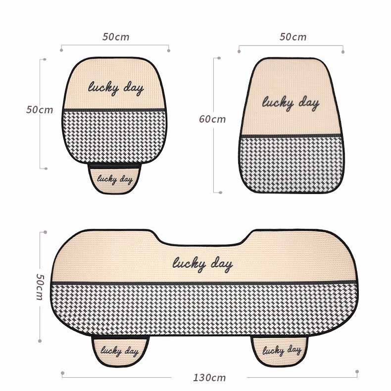 Four-season Models Car Cushion Non-slip Breathable Cartoon Linen Free Car Seat Cushion
