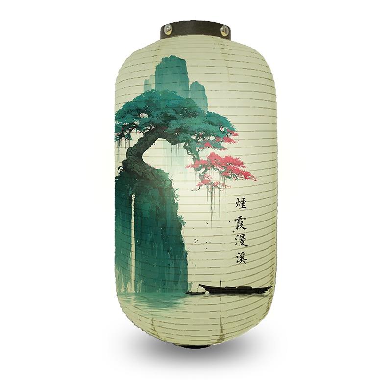 Chinese Pine Tree Scenery Pattern Lantern Outdoor Traditional Cylinder Lantern Wedding New Year Festival Decoration Lantern