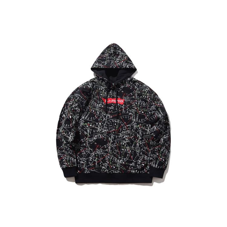 Li-Ning Red Flag Casual Sports Pullover Hoodie Black Men s AWDPB09-3 XS