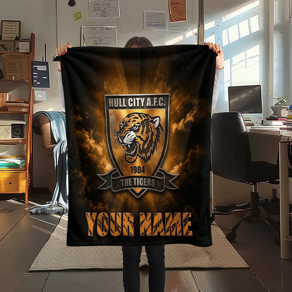Custom Name Hull City2 Flannel Blanket, High quality Comfortable for All Seasons, Home Decor, Warmth and Comfort