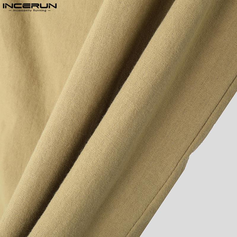 INCERUN Summer Men V Neck Sleeveless Buttons Side Casual Cargo Tank Tops