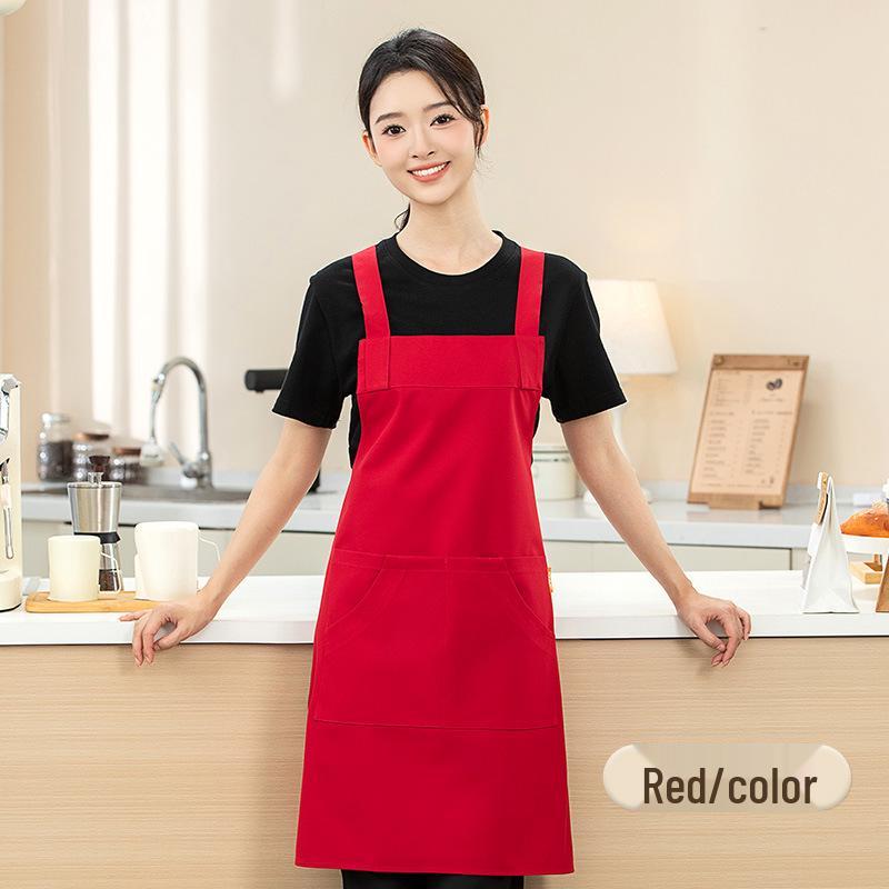 Waterproof Oxford Cloth Apron with Wear-Resistant Shoulder Strap for Milk Tea Shops, Baking, and Hot Pot Restaurants - Custom LOGO Printing Available