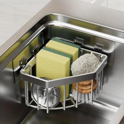 Organizzatore per lavandino sospeso in acciaio inossidabile moderno e creativo, salvaspazio, per appendere il rubinetto, per spugna